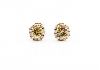 14K Montana Sapphire & Diamond Stud Earrings