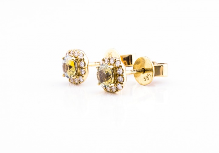 14K Montana Sapphire & Diamond Stud Earrings