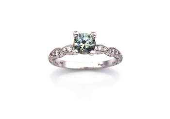 14K Fancy Montana Sapphire & Diamond Ring