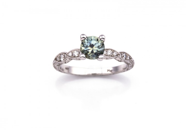 14K Fancy Montana Sapphire & Diamond Ring