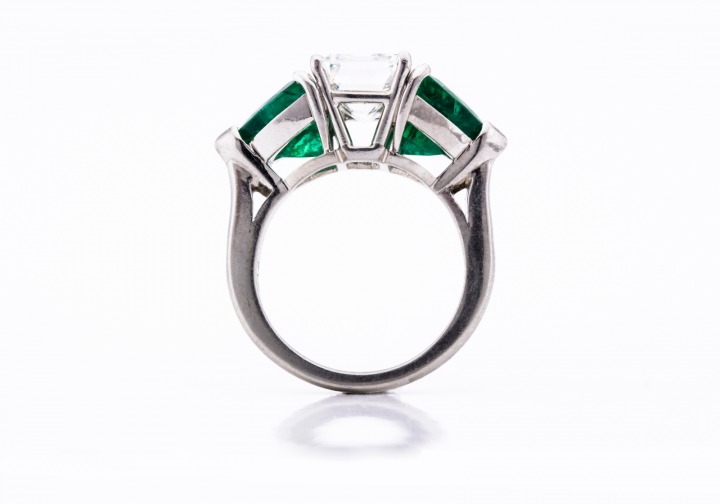 Platinum Diamond & Emerald Ring