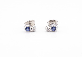 14K Yogo Sapphire & Diamond Earrings