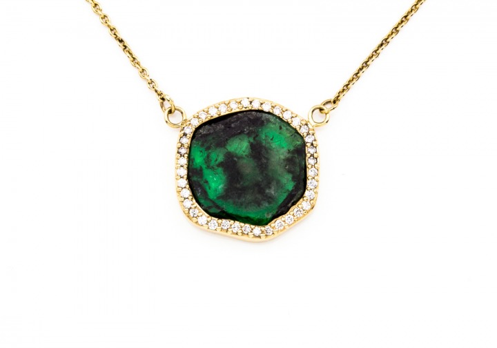 14K Emerald & Diamond Necklace
