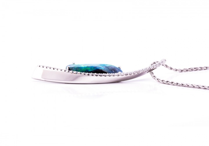 14K Opal & Diamond Pendant