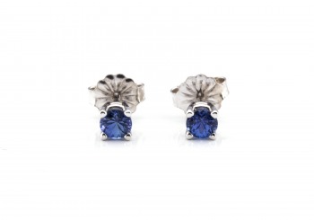 14K Yogo Sapphire Stud Earrings