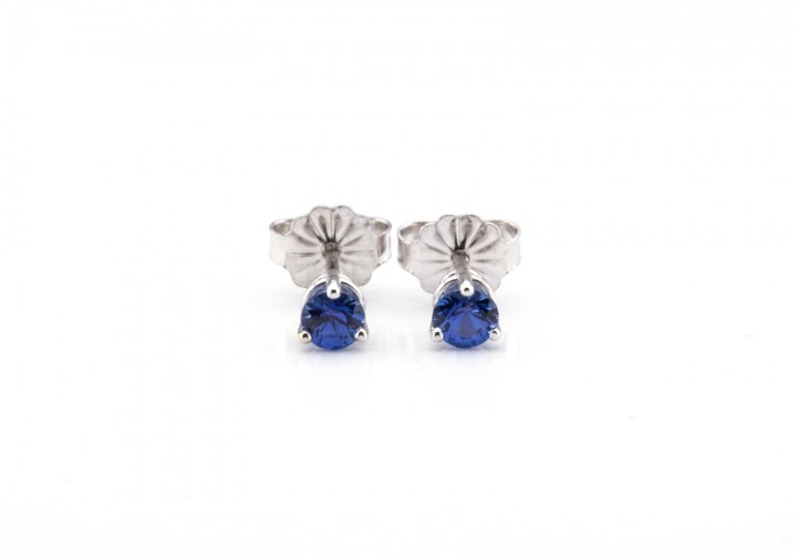 14K Yogo Sapphire Stud Earrings