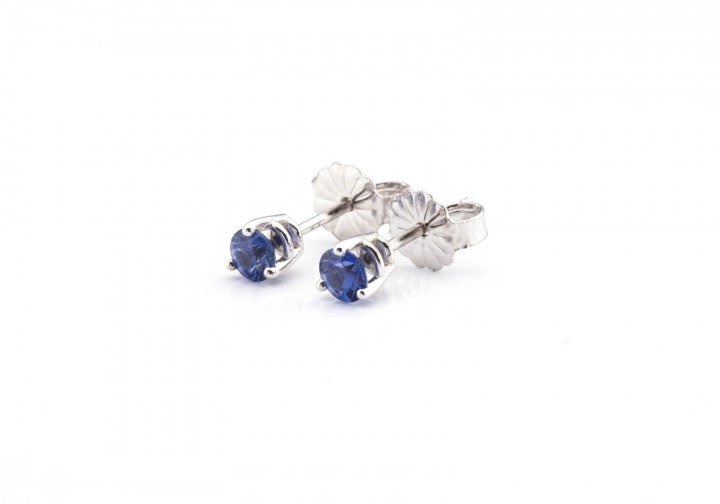 14K Yogo Sapphire Stud Earrings