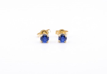 14K Yogo Sapphire Stud Earrings