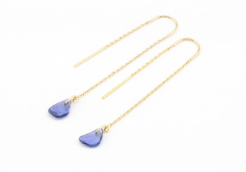 14K Tumbled Yogo Sapphire Earrings 14K Tumbled Yogo Sapphire Earrings