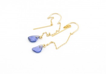 14K Tumbled Yogo Sapphire Earrings 14K Tumbled Yogo Sapphire Earrings
