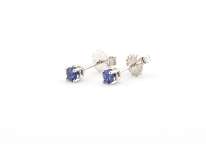 14k Yogo Sapphire Stud Earrings