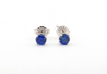 14k Yogo Sapphire Stud Earrings