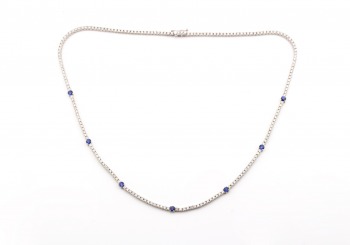 18k Diamond and Yogo Sapphire Necklace 18k Diamond and Yogo Sapphire Necklace