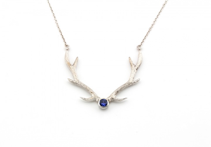 14k Yogo Sapphire Antler Necklace