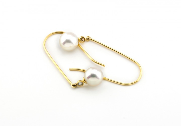 18k Pearl and Diamond Drop Earrings