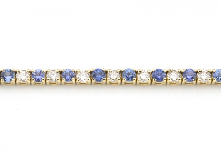 14k Yogo Sapphire and Diamond Tennis Bracelet