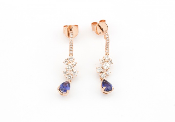 14k Yogo Sapphire Drop Earrings