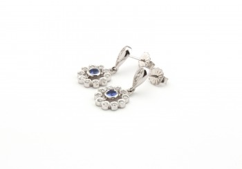 14k White Gold Yogo Sapphire Drop Earrings 14k White Gold Yogo Sapphire Drop Earrings