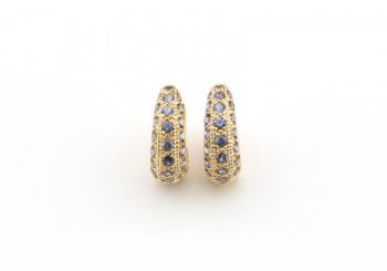 14k Yogo Sapphire Hoop Earring