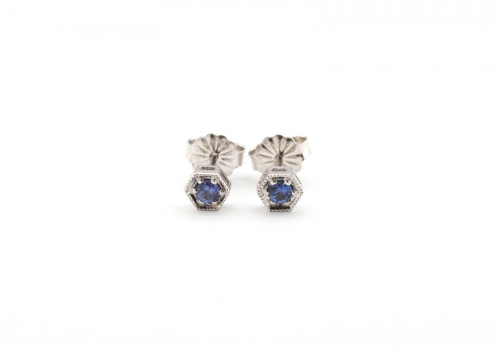 14k Yogo Sapphire Stud Earrings