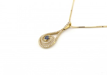 14k Yogo Sapphire and Diamond Pendant 14k Yogo Sapphire and Diamond Pendant