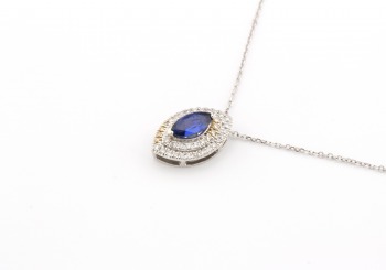 14k Yogo Sapphire and Diamond Pendant 14k Yogo Sapphire and Diamond Pendant