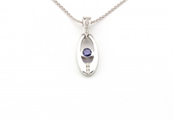14k Yogo Sapphire and Diamond Pendant
