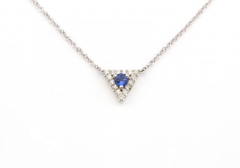 14k Yogo Sapphire and Diamond Pendant