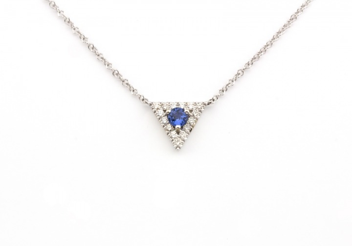 14k Yogo Sapphire and Diamond Pendant