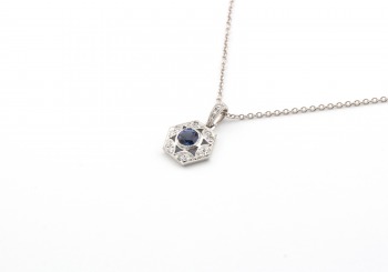 14k Yogo Sapphire Diamond Pendant 14k Yogo Sapphire Diamond Pendant