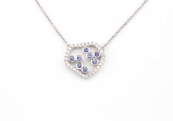 14k Yogo Sapphire and Diamond Necklace 14k Yogo Sapphire and Diamond Necklace