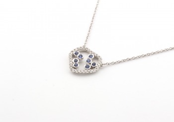 14k Yogo Sapphire and Diamond Necklace 14k Yogo Sapphire and Diamond Necklace