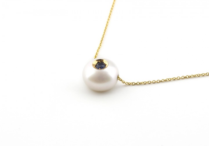 14k Yogo Sapphire and Pearl Necklace