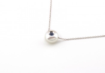 14k Yogo Sapphire and Pearl Necklace