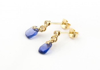 14k Tumbled Yogo Sapphire Earrings 14k Tumbled Yogo Sapphire Earrings