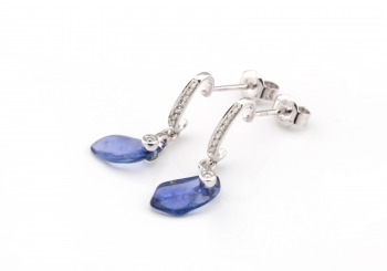 14k Tumbled Yogo Sapphire Earrings 14k Tumbled Yogo Sapphire Earrings