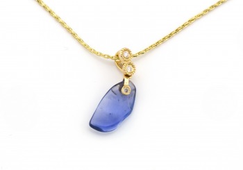 14k Tumbled Yogo Sapphire Pendant 14k Tumbled Yogo Sapphire Pendant