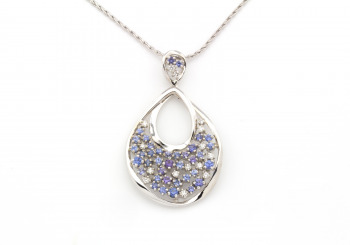 14k Yogo Sapphire and Diamond Pendant