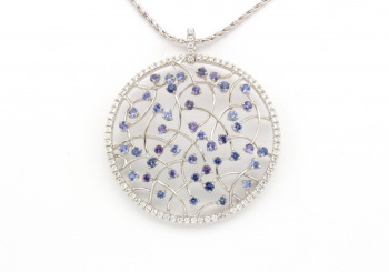 14k Yogo Sapphire and Diamond Pendant