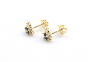 14K Yogo Sapphire & Diamond Studs 14K Yogo Sapphire & Diamond Studs