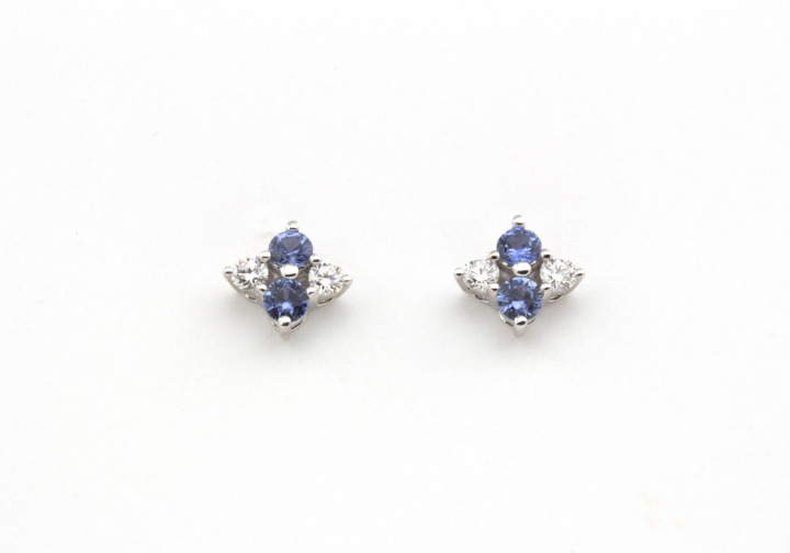 14k Yogo Sapphire and Diamond Studs