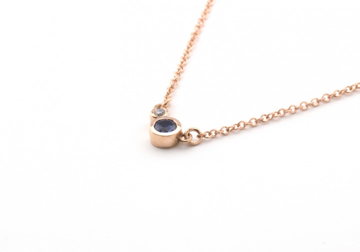 14k Yogo Sapphire and Diamond Necklace 