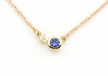 14k Yogo Sapphire and Diamond Necklace