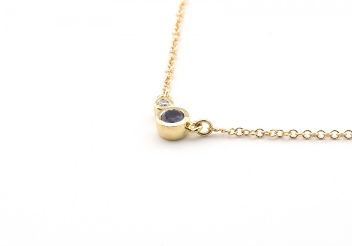 14k Yogo Sapphire and Diamond Necklace 