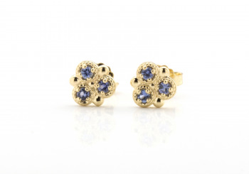 14k Yogo Sapphire Studs