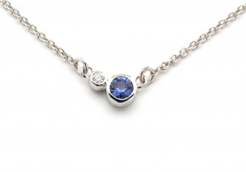 14k Yogo Sapphire and Diamond Necklace