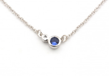 14K Yogo Sapphire & Diamond Necklace