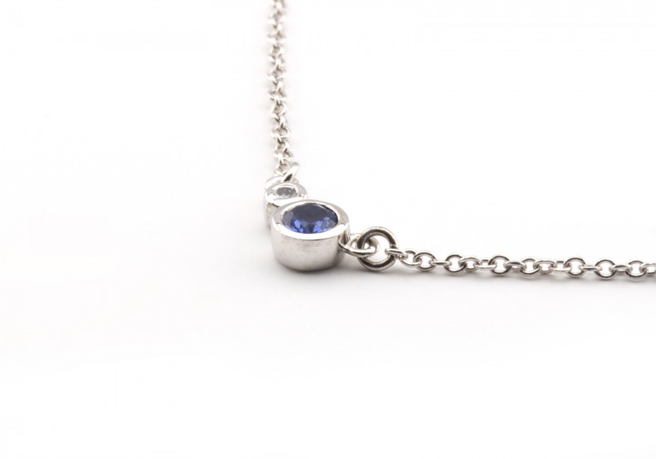 14K Yogo Sapphire & Diamond Necklace 