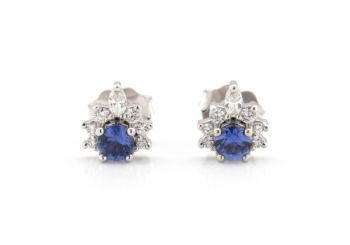 14k Yogo Sapphire and Diamond Studs