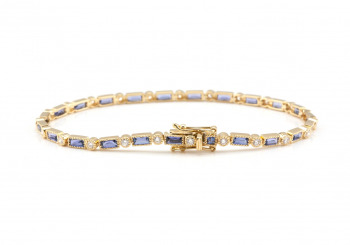 14k Yogo Sapphire and Diamond Tennis Bracelet 14k Yogo Sapphire and Diamond Tennis Bracelet